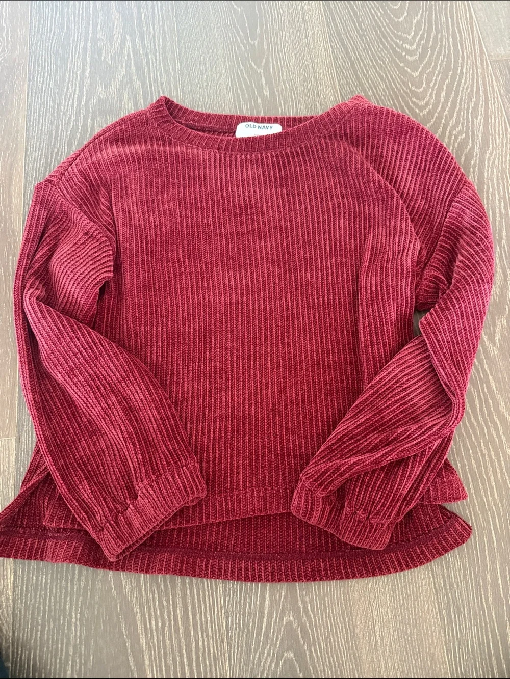 Old Navy Girls Burgundy Ribbed Crewneck Sweater. Size L